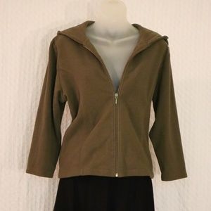 Ann Taylor hooded fleece zip up jacket size L